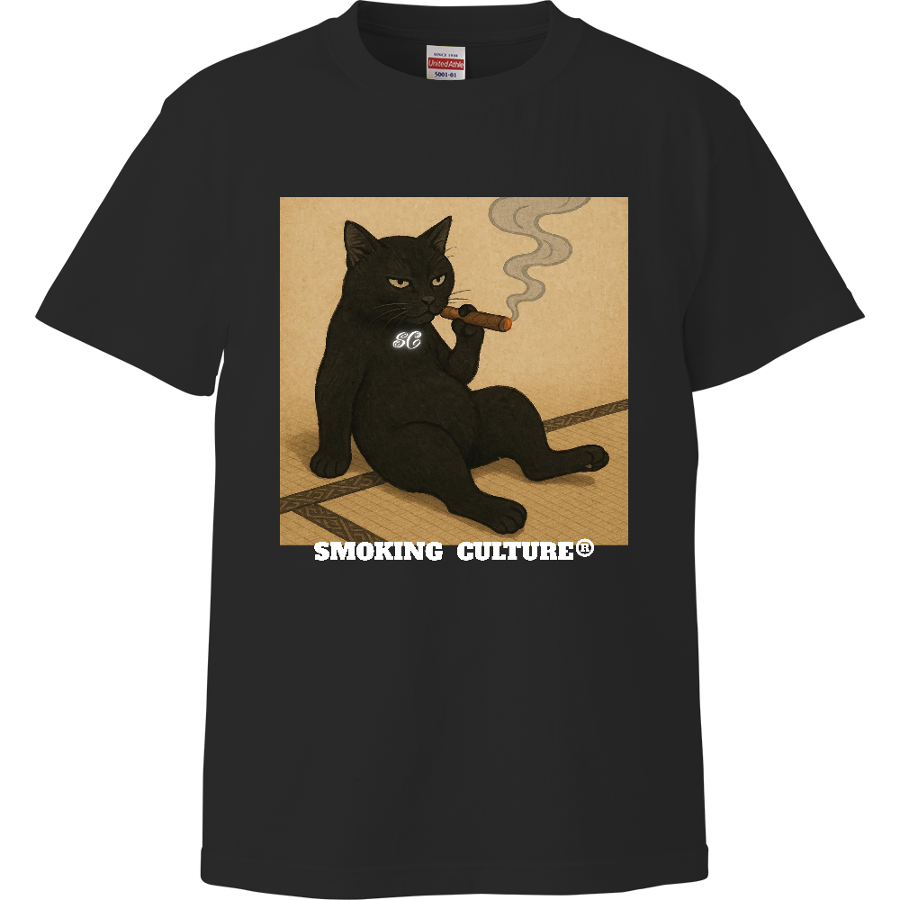 黒猫 ストー"ニャー" ハイクオリティTシャツ ブラック