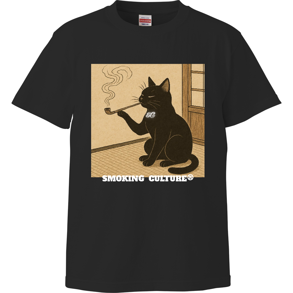 黒猫 ストー"ニャー" ハイクオリティTシャツ ブラック