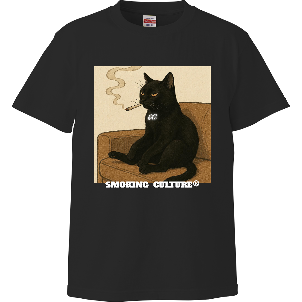 黒猫 ストー"ニャー" ハイクオリティTシャツ ブラック