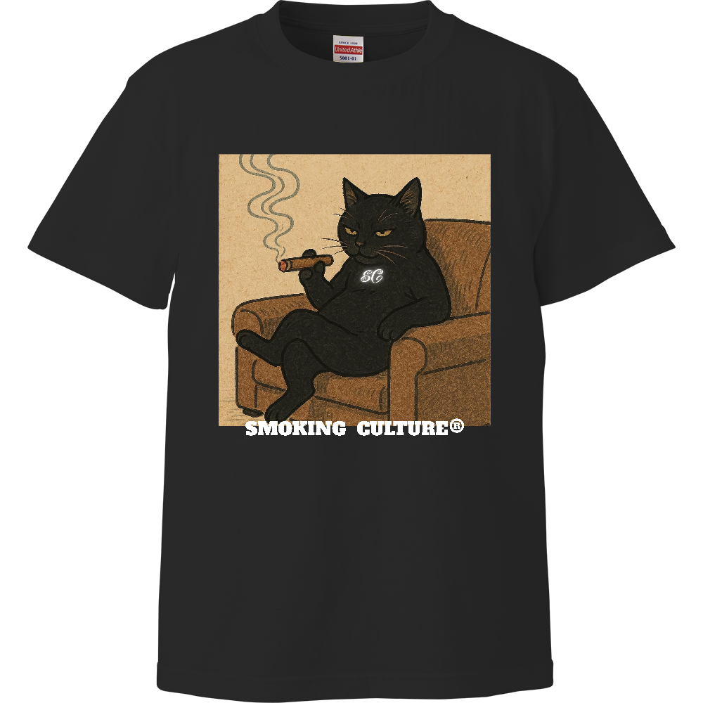 黒猫 ストー"ニャー" ハイクオリティTシャツ ブラック