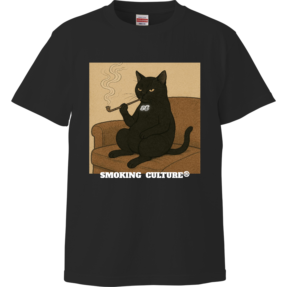 黒猫 ストー"ニャー" ハイクオリティTシャツ ブラック