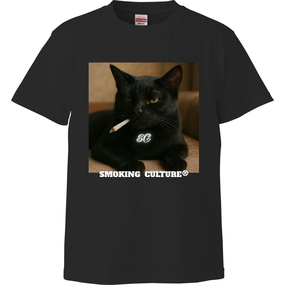 黒猫 ストー"ニャー" ハイクオリティTシャツ ブラック