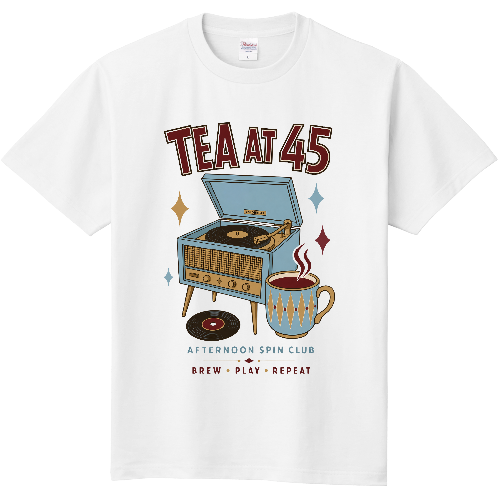 TEA AT 45｜紅茶とレコードのレトロTシャツ