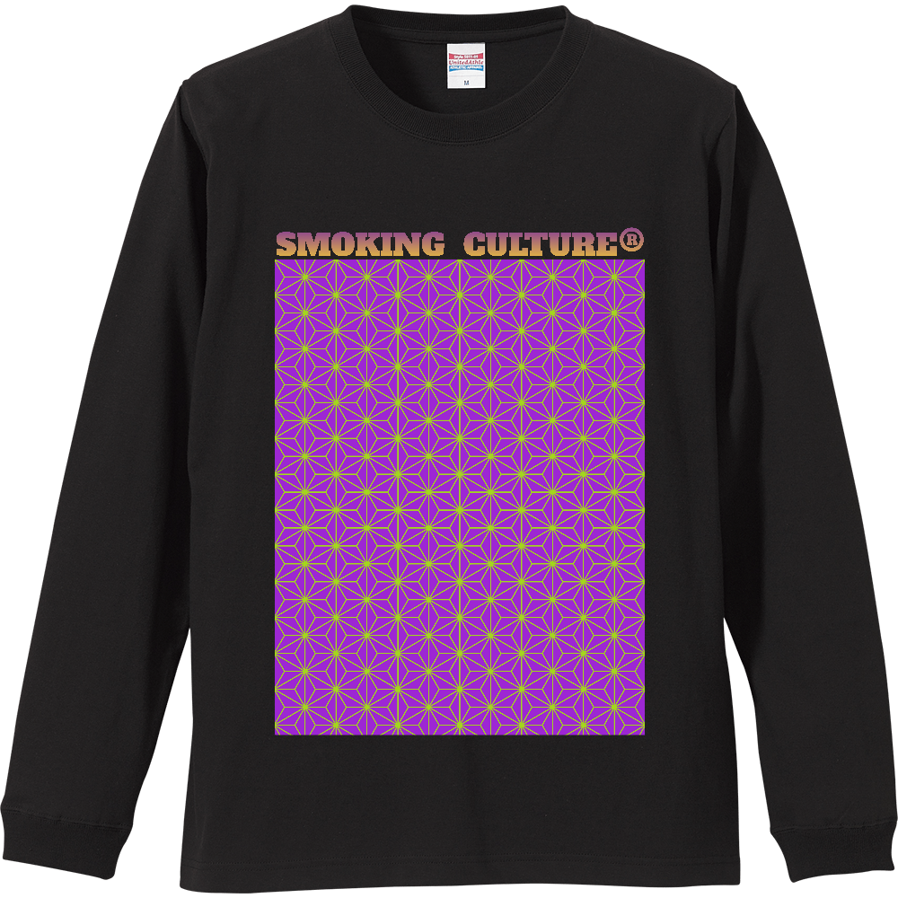 麻柄 ロンT ブラック