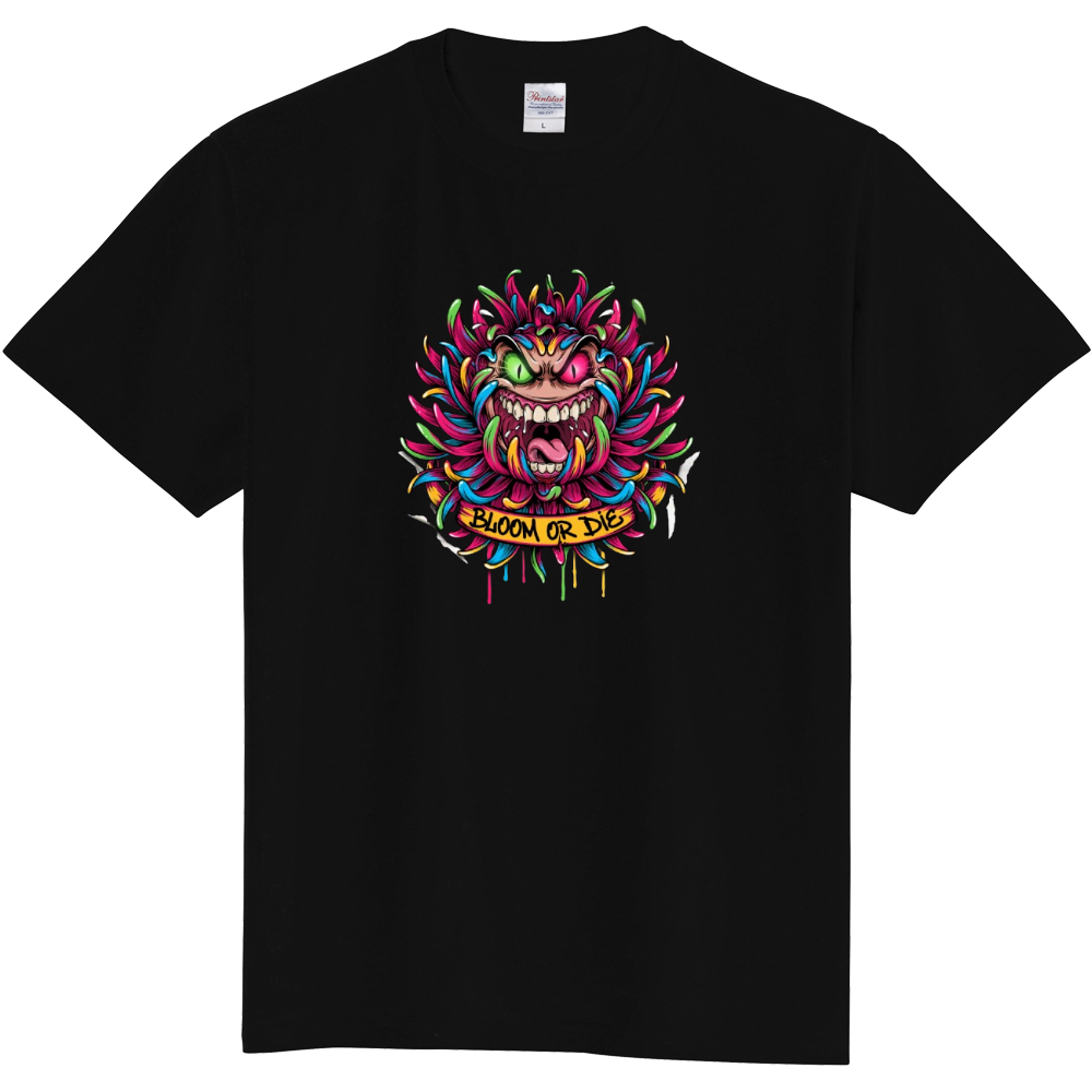 Bloom or Die Floral Monster - Edgy Streetwear Graphic T-Shirt