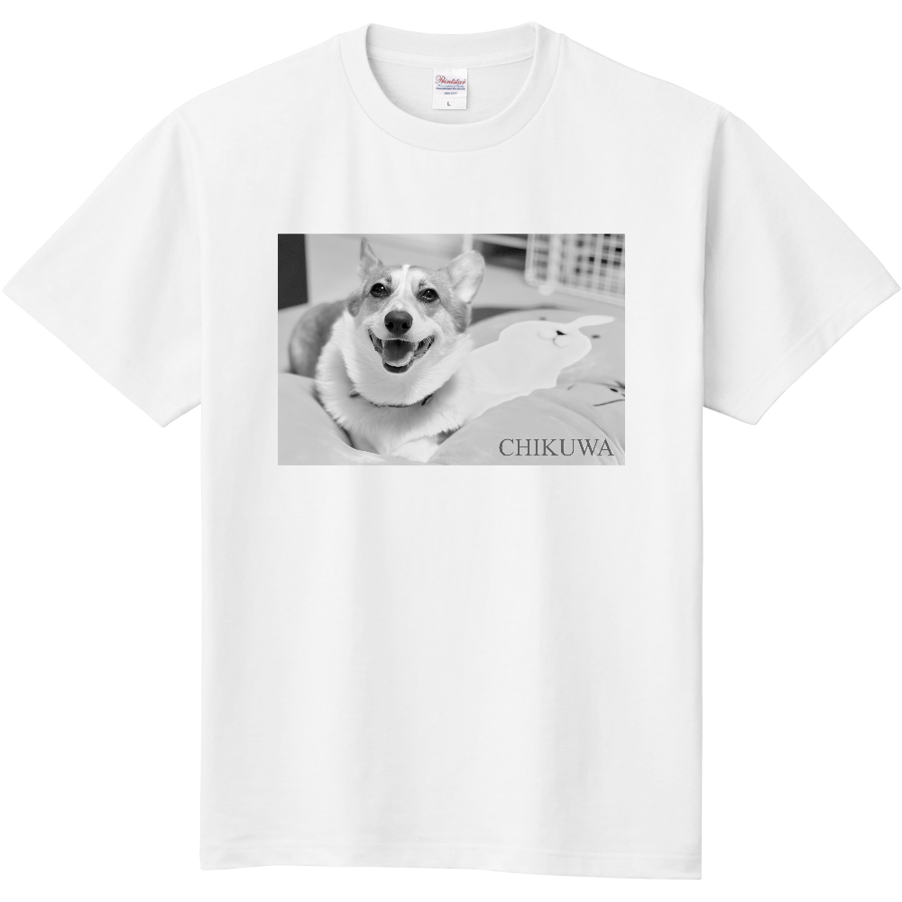 笑顔ちくわTシャツ①(モノクロ)