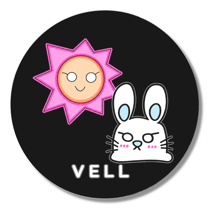 【VELL】うさべる×サンさん 缶バッジ ブラック