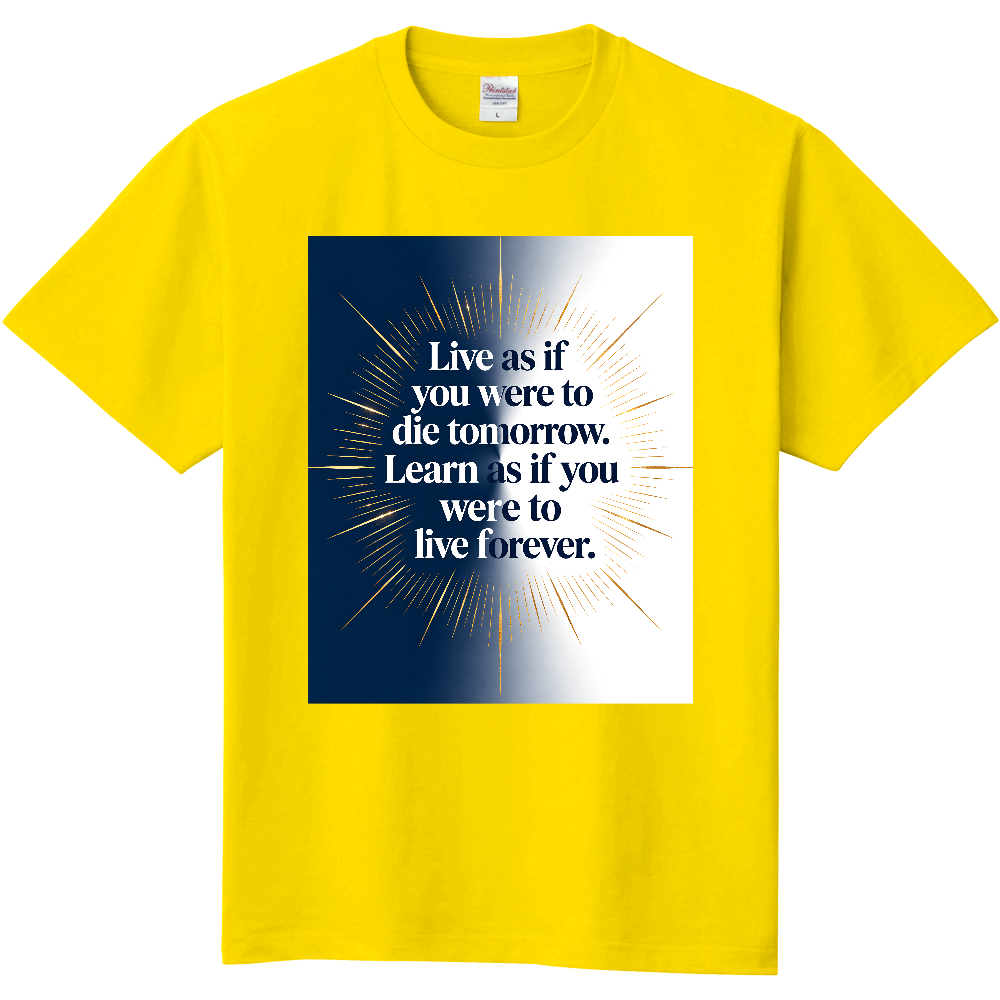 LIVE AND LEARN 格言ロゴ 綺麗めモードTシャツ