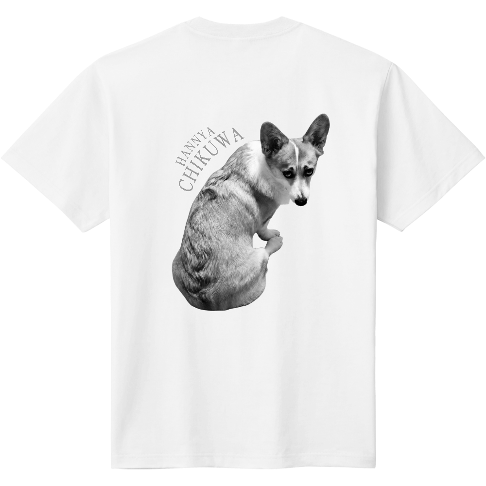 モノクロ般若ちくわTシャツ(背面)