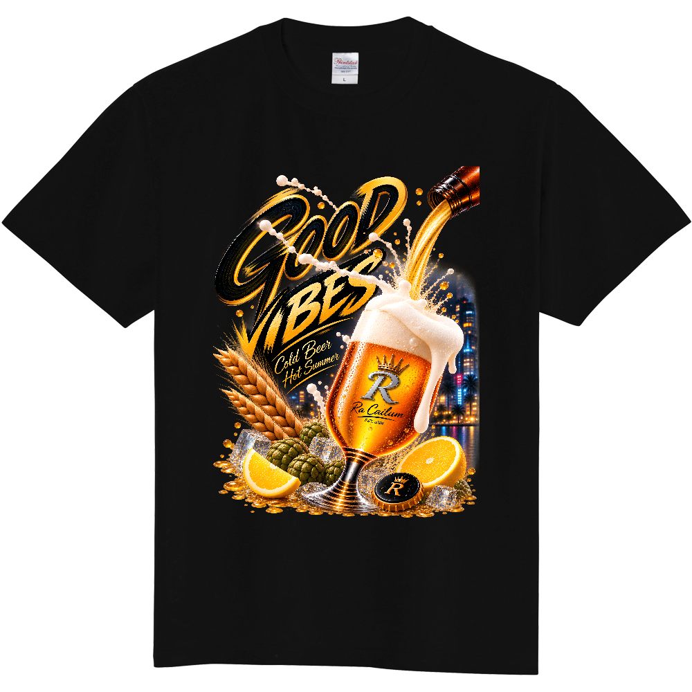 GOOD VIBES ビールレトロポップ Tシャツ
