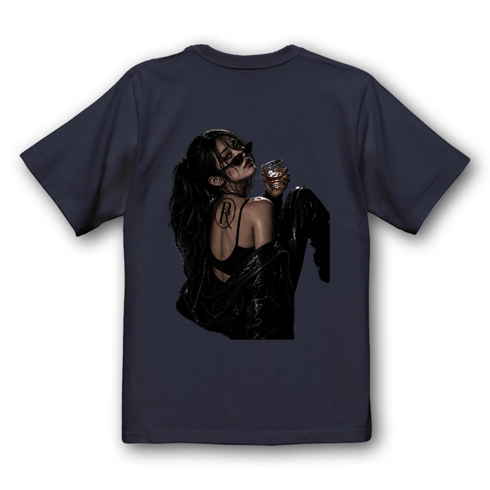 BLACK ROSE｜雨夜の酔い薔薇 バックプリントTシャツ