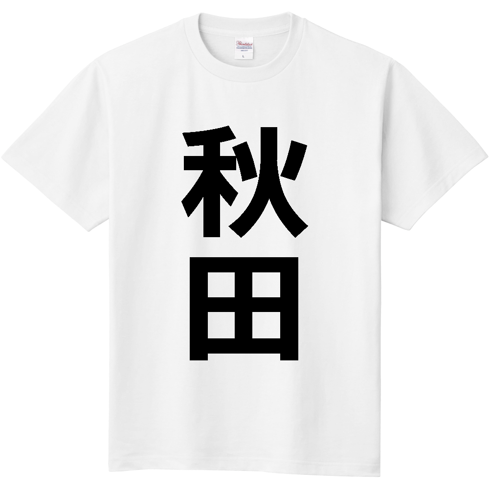 【市区町村】[秋田県] 秋田市 「秋田」 縦書き 文字 Tシャツ