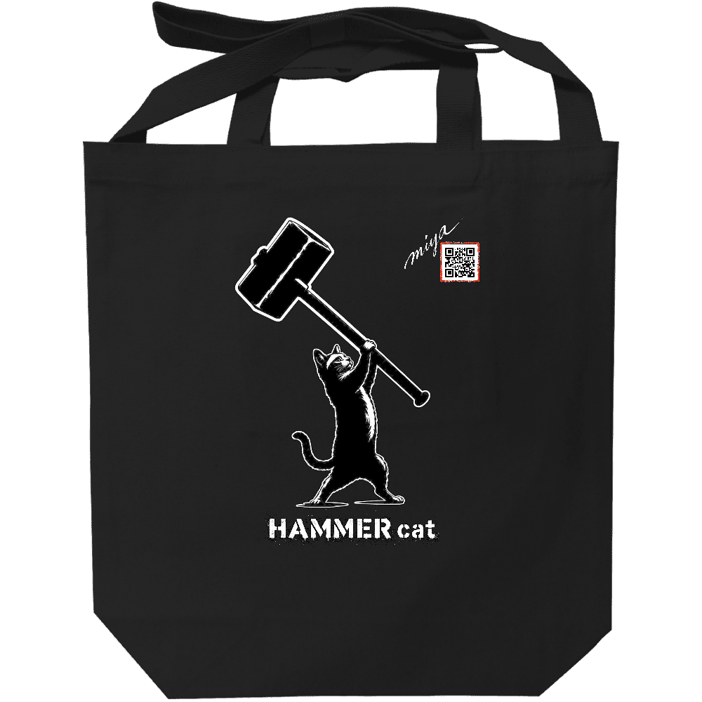ショルダートート黒　『HAMMER cat』×『ごくらくぺんぎん』