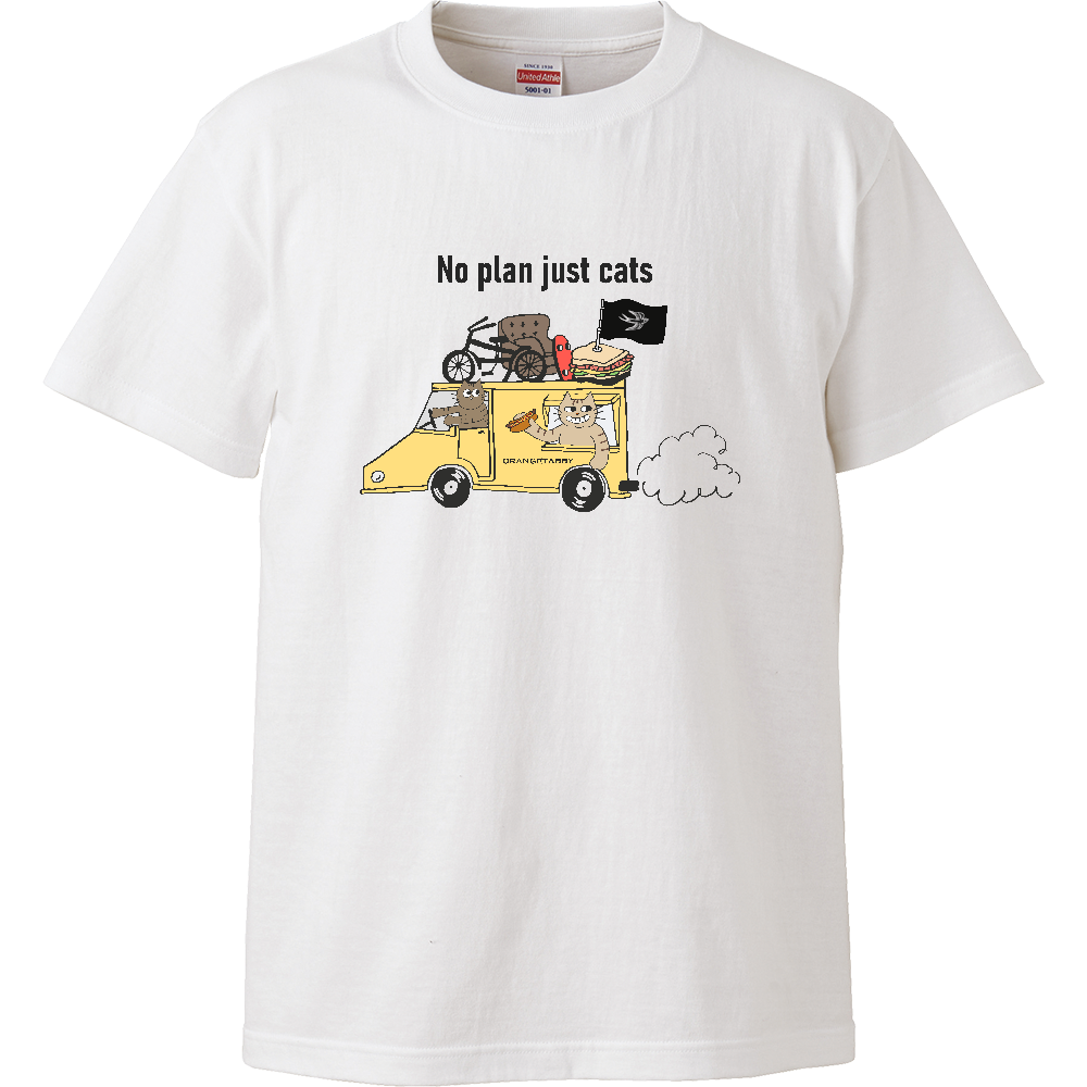 No Plan Just Cats 猫キッズTシャツ｜キッチンカーデザイン｜orangetabby　（イエロー）