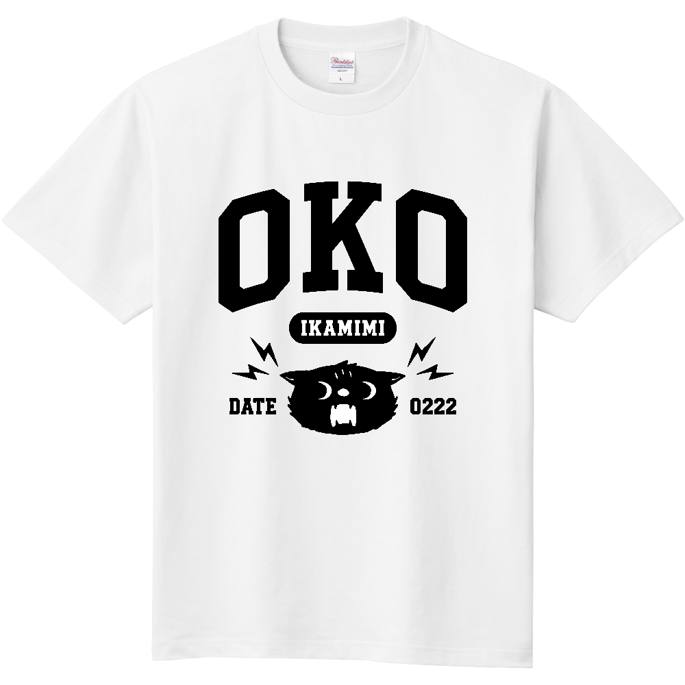 OKO イカ耳のおこ猫くん カレッジロゴ風