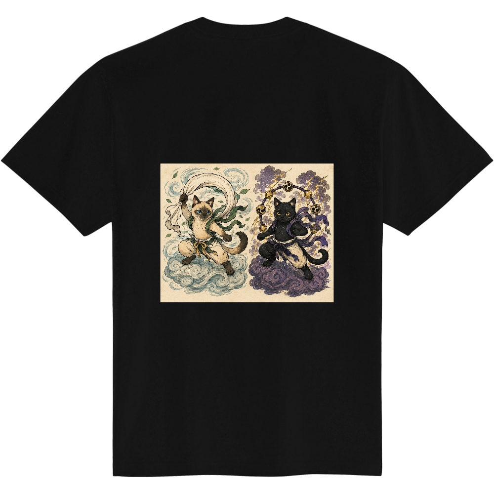 風にゃん雷にゃん Tシャツ [背面プリント]※他アイテム変更可能