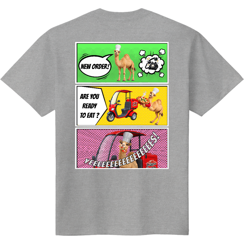 ピザTシャツ3部作<デリバリー赤・背面>