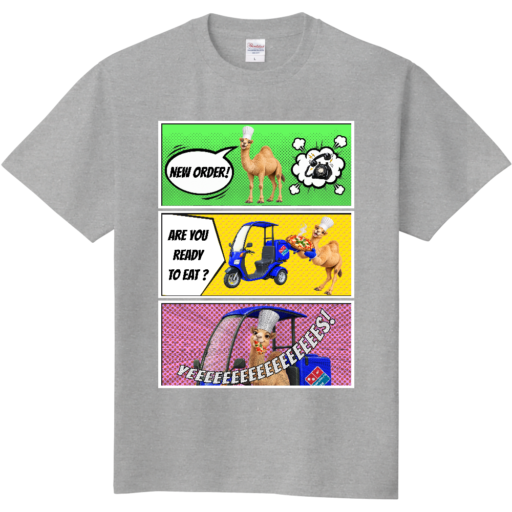 ピザＴシャツ３部作＜デリバリー青・前面＞