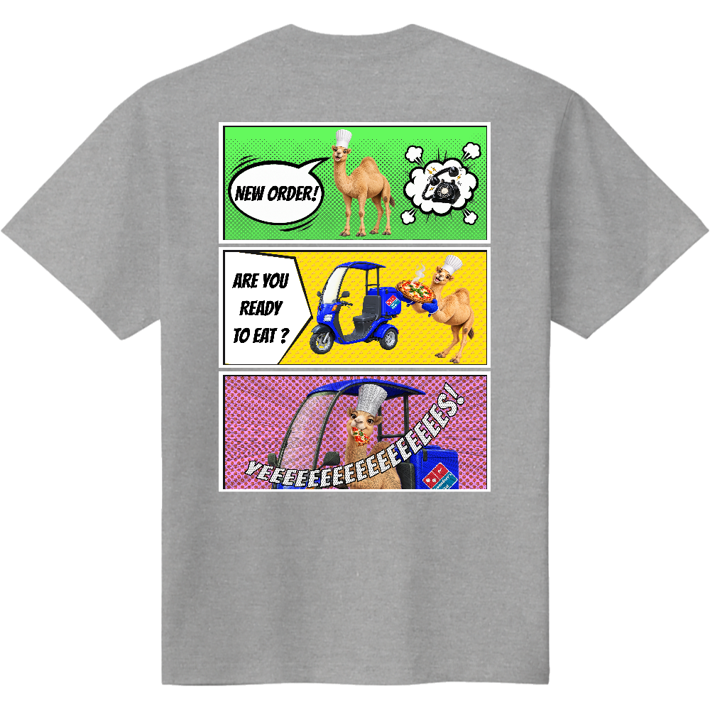 ピザTシャツ3部作<デリバリー青・背面>