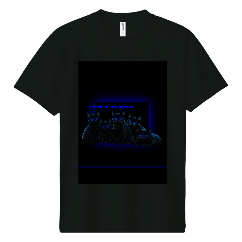 猫工知能Tシャツ青
