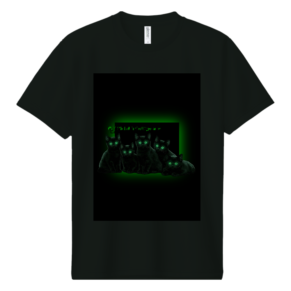 猫工知能Tシャツ緑