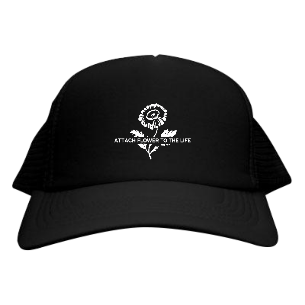 キャップ ATTACH FLOWER TO THE LIFE ブラック