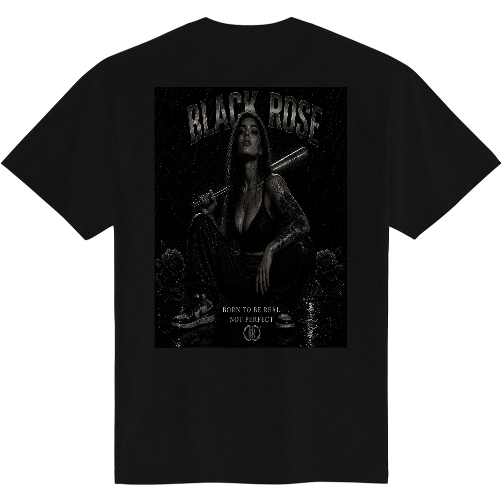 「BLACK ROSE」反逆の黒薔薇 バットガール バックプリントTシャツ