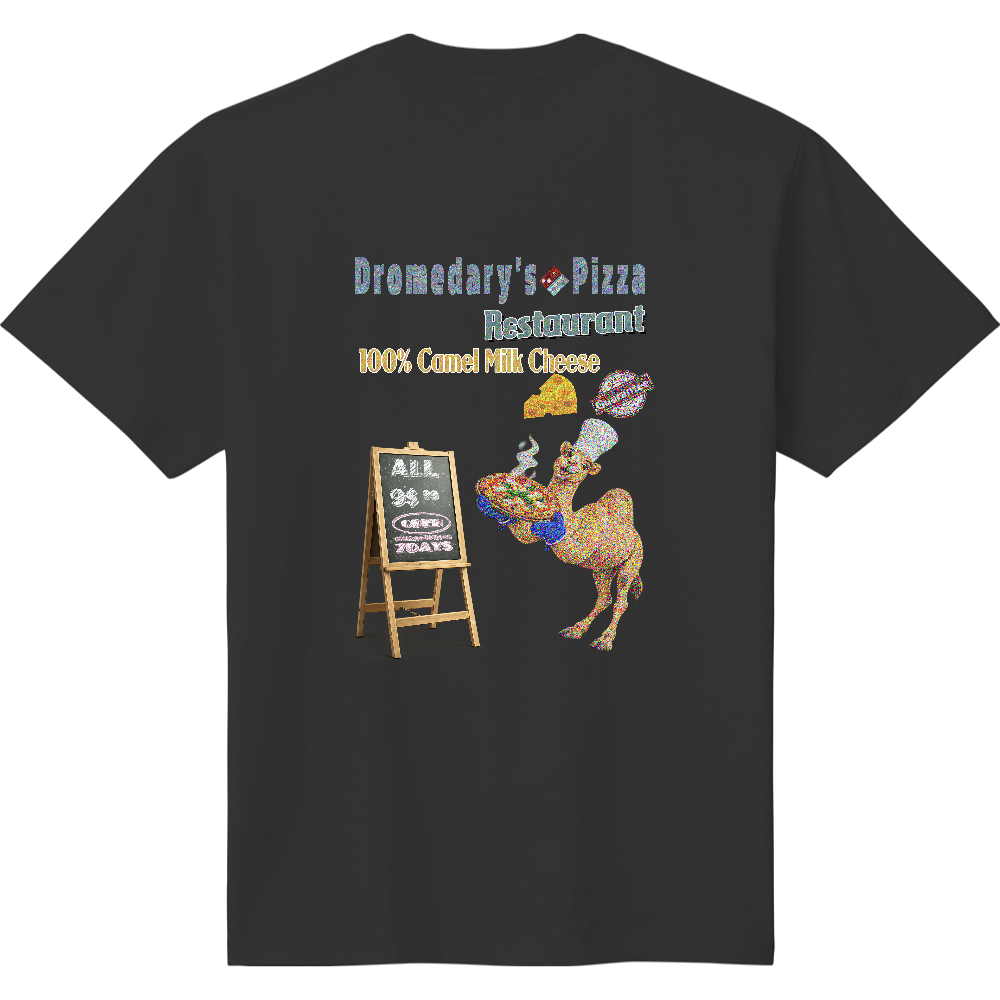 ファーストフードTシャツ<ピザ青・背面>