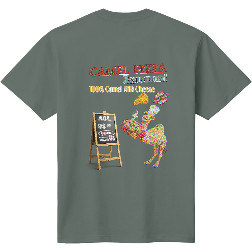ファーストフードTシャツ<ラクダピザ・背面>