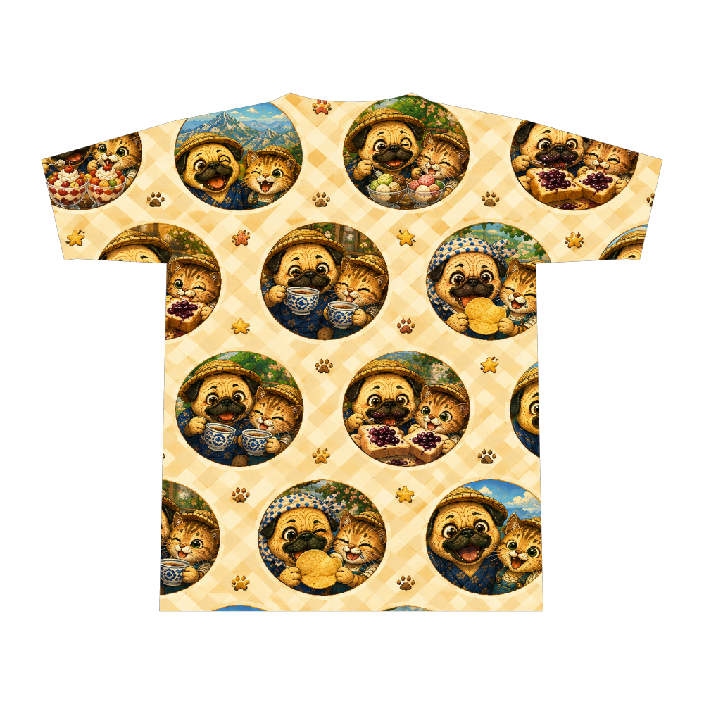 【ふくまるこはる堂】Sサイズ第1巻メモリアルアルバム・思い出てんこ盛り全面総柄Tシャツ 