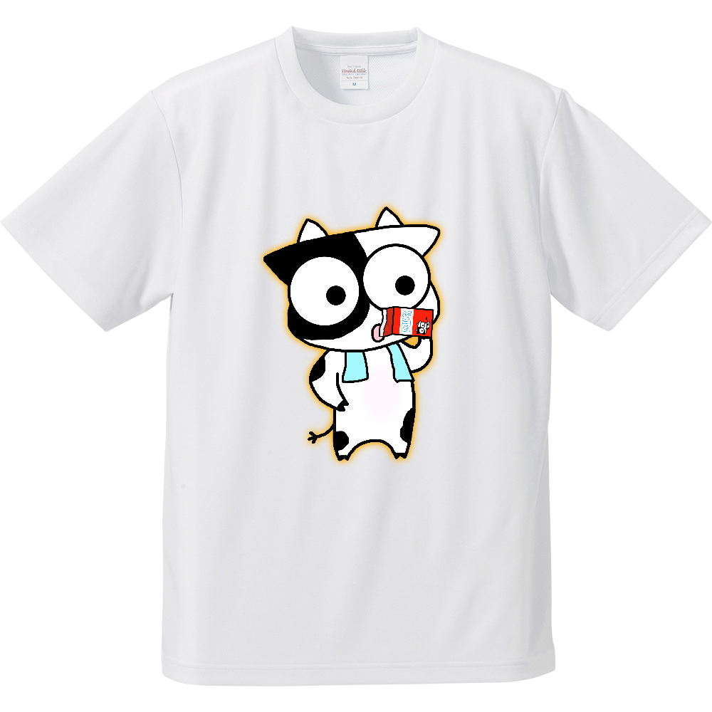 牛乳うしくん両面プリントドライアスレチックTシャツ