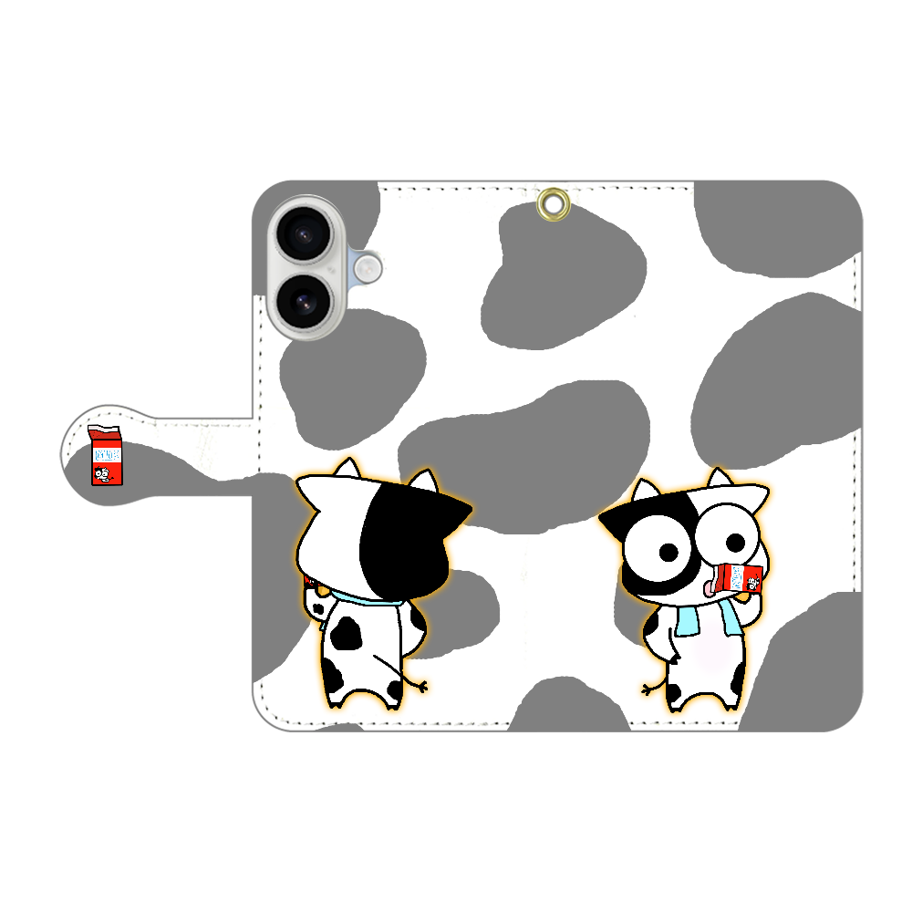 牛乳うしくん手帳型ベルト付きiPhone17