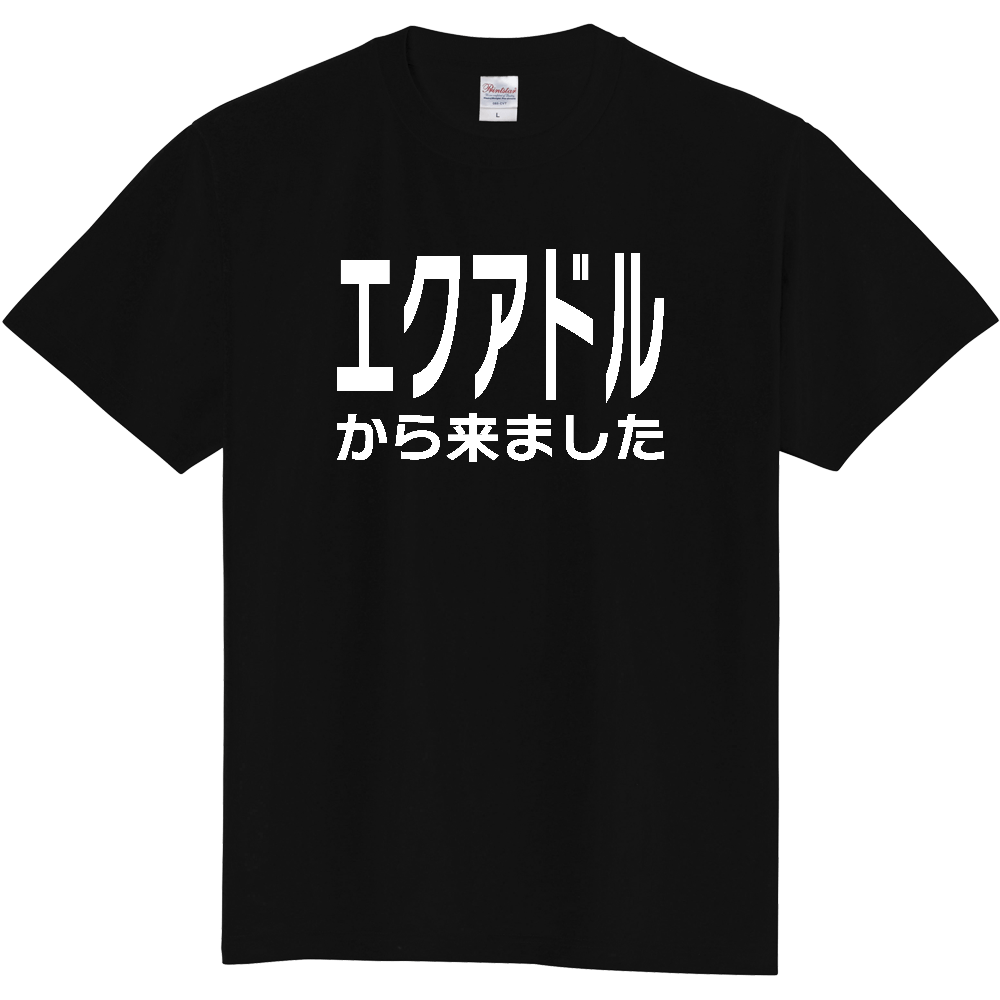 【国名】 「エクアドルから来ました」日本語白文字ロゴTシャツ 「I came from Ecuador」 Japanese characters white text T-Shirt