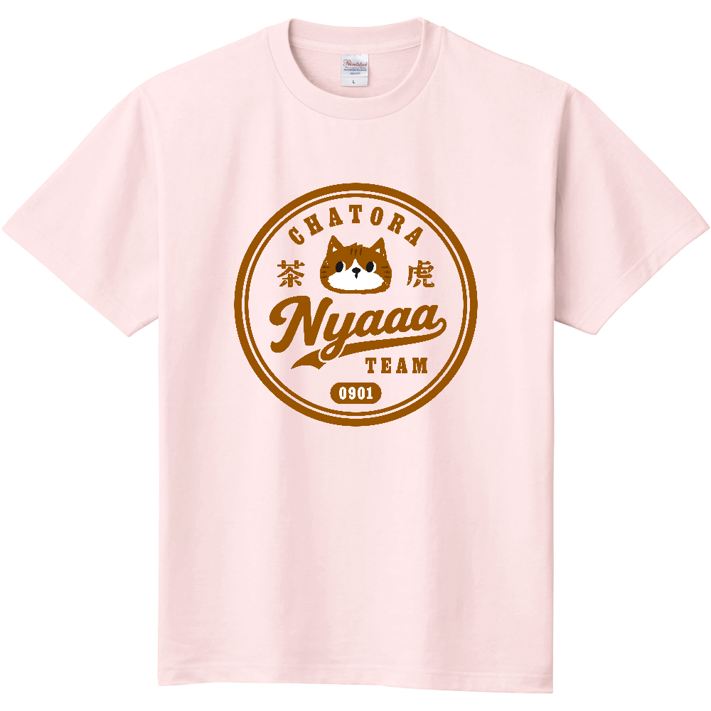 茶トラ猫 アメカジ エンブレム LB（qroovyの定番Tシャツ）