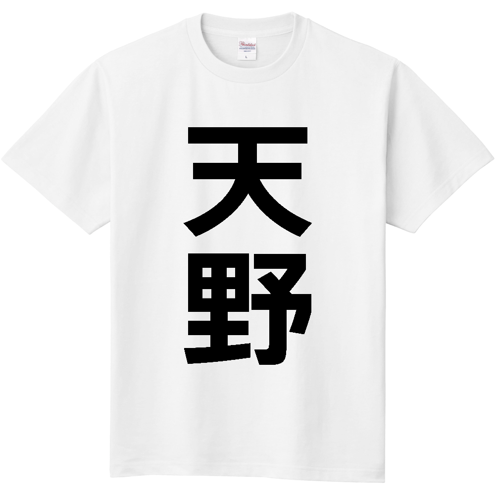 【苗字】 「天野」 縦 黒文字 Tシャツ