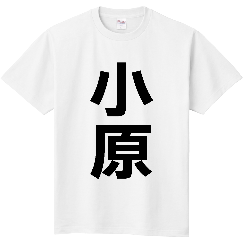 【苗字】  「小原」 縦 黒文字  Tシャツ 