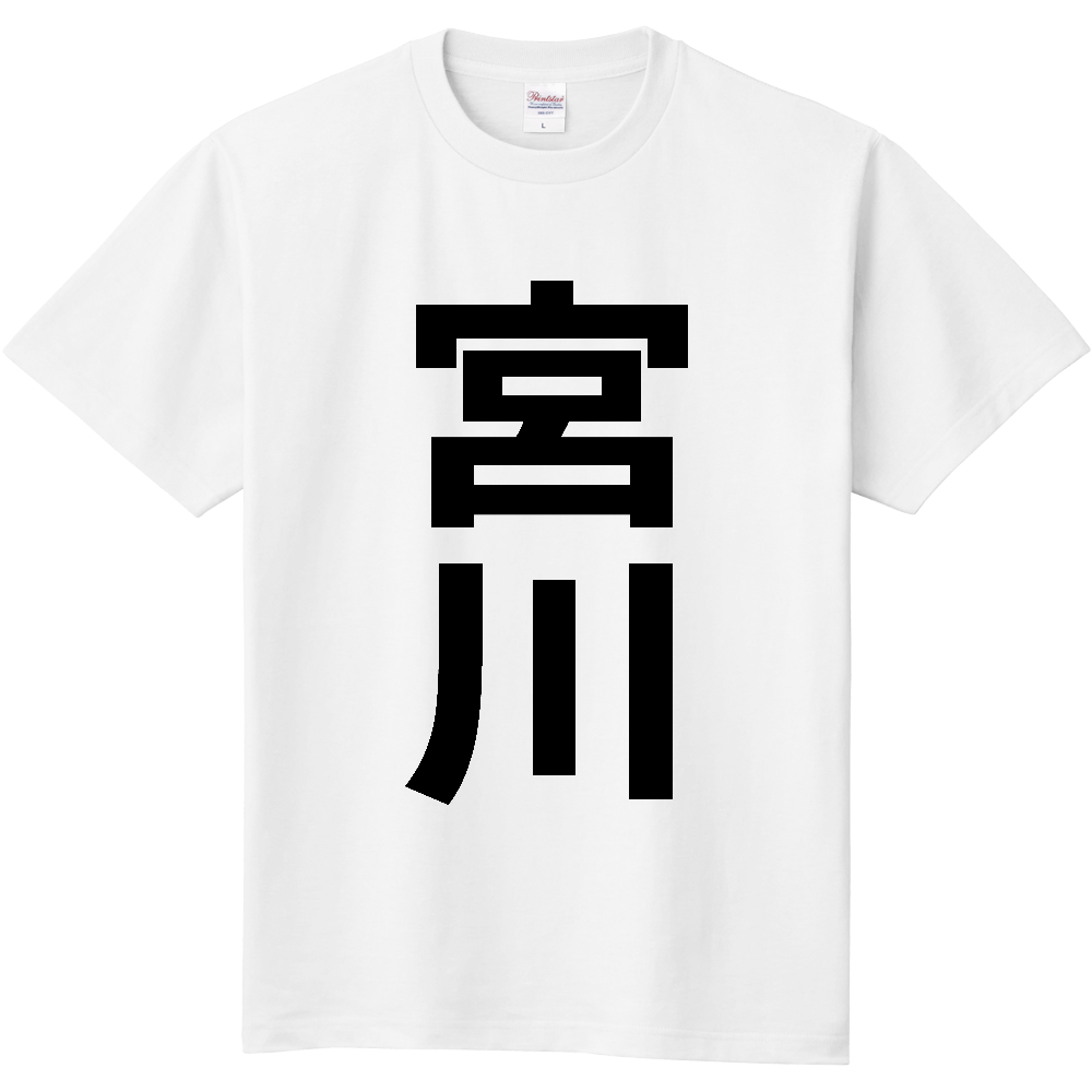 【苗字】  「宮川」 縦 黒文字  Tシャツ 