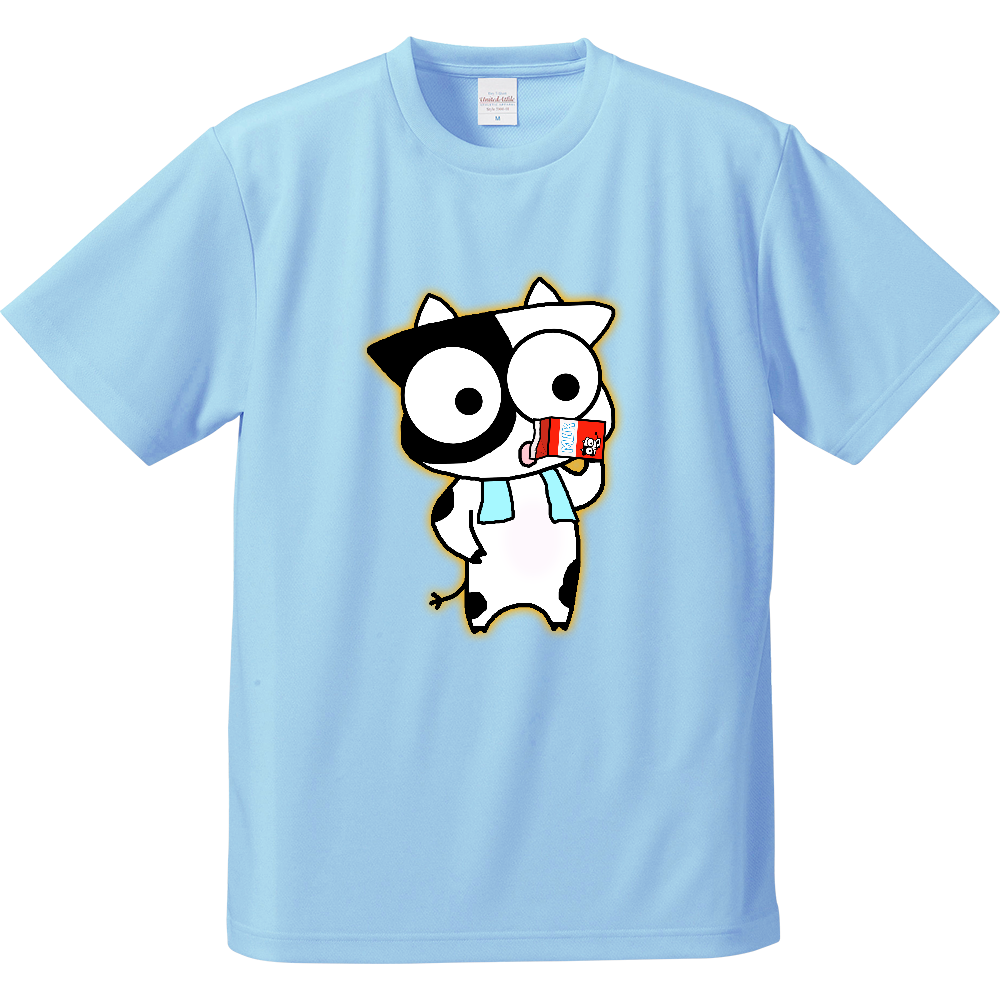 牛乳うしくん両面プリントドライアスレチックTシャツ