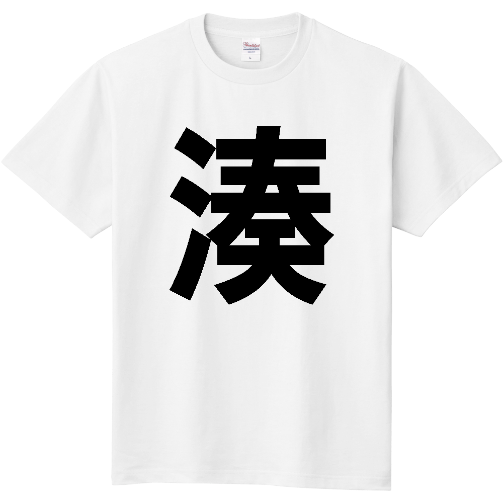 【苗字】  「湊」 縦 黒文字  Tシャツ 