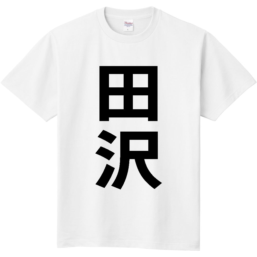 【苗字】  「田沢」 縦 黒文字  Tシャツ 