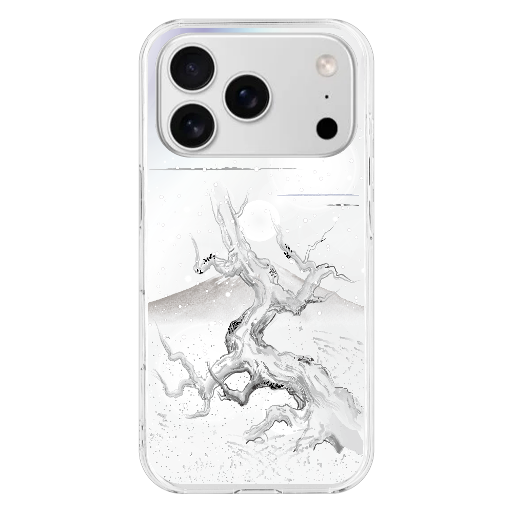 S17p067　水墨画『朽木』HD iPhone17pro (透明)(ハードケース)｜PLATA