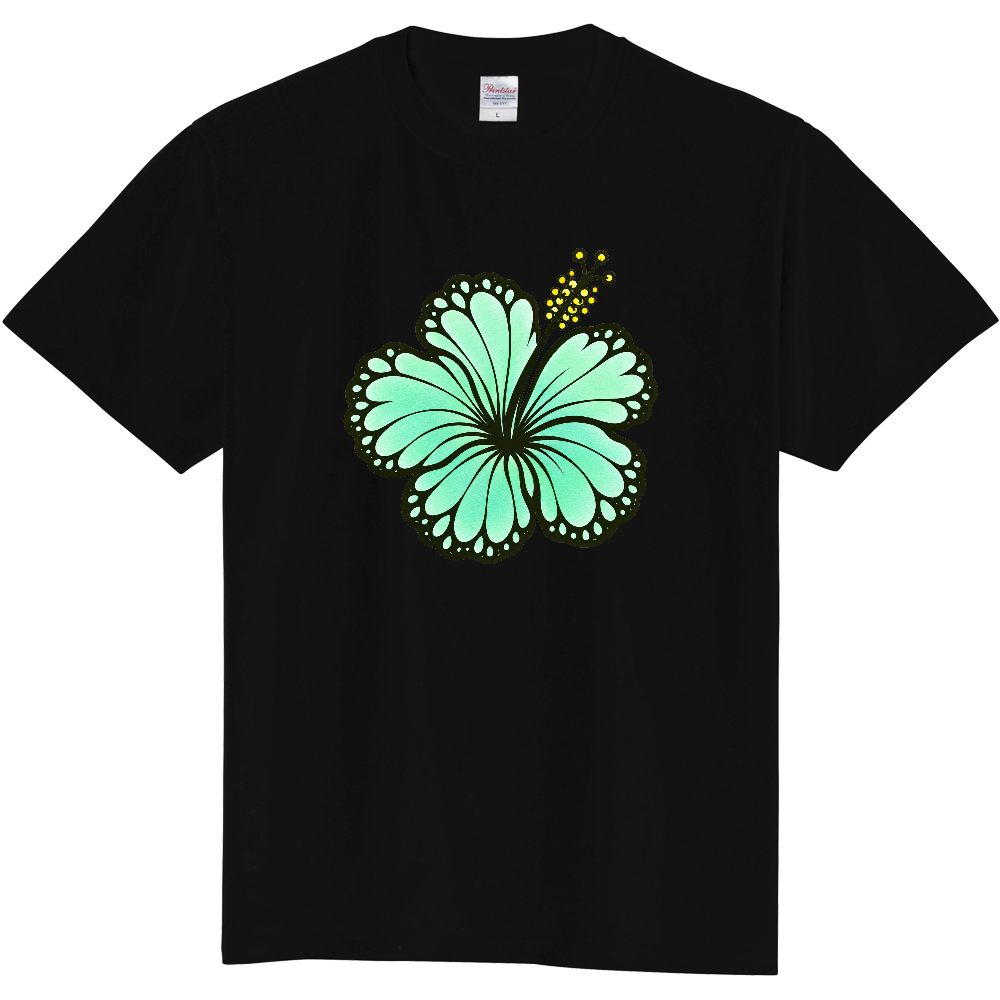 Tシャツ/ハイビスカス/ブラック/ペパーミント