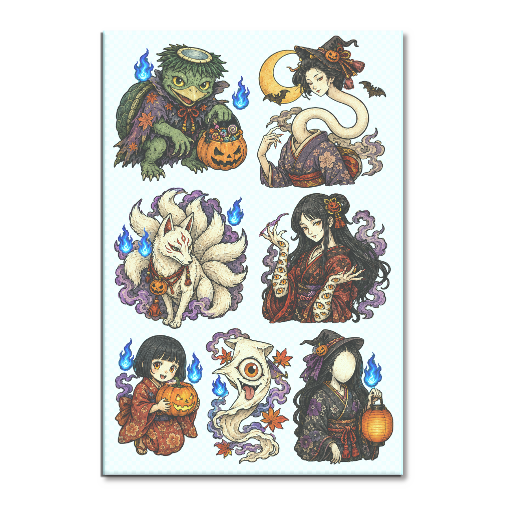 NATSUKASHI 妖怪タトゥーシール6種|極彩ハロウィン