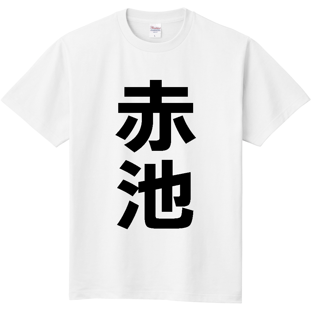 【苗字】  「赤池」 縦 黒文字  Tシャツ 