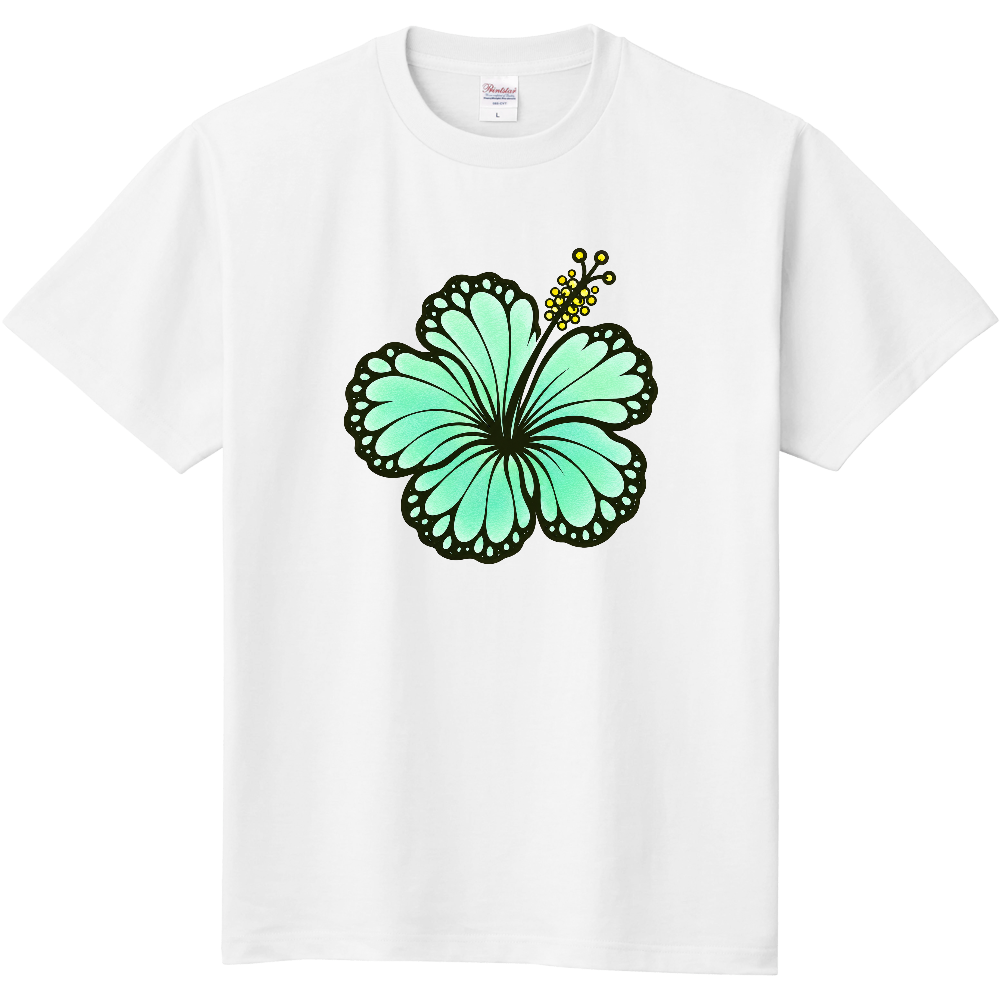 Tシャツ/ハイビスカス/ホワイト/ペパーミント