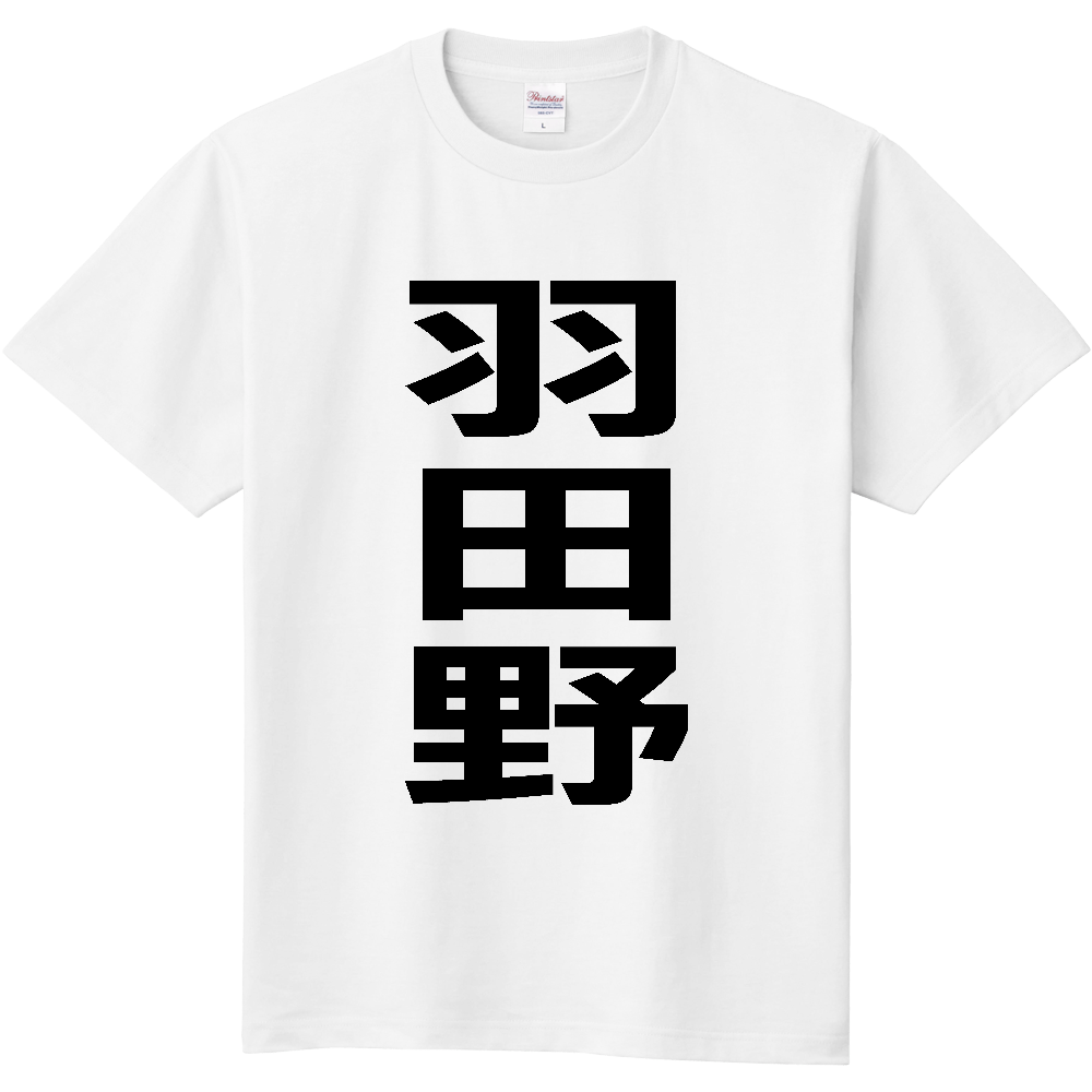 【苗字】  「羽田野」 縦 黒文字  Tシャツ 
