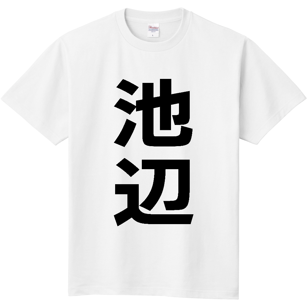 【苗字】  「池辺」 縦 黒文字  Tシャツ 