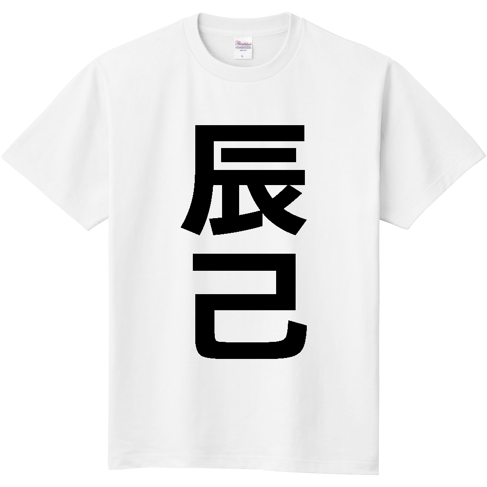 【苗字】  「辰己」 縦 黒文字  Tシャツ 