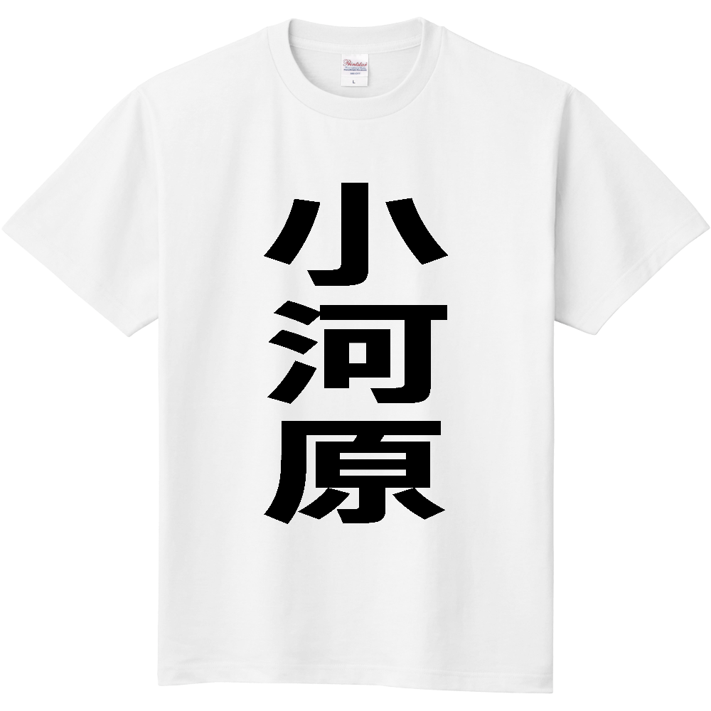 【苗字】  「小河原」 縦 黒文字  Tシャツ 