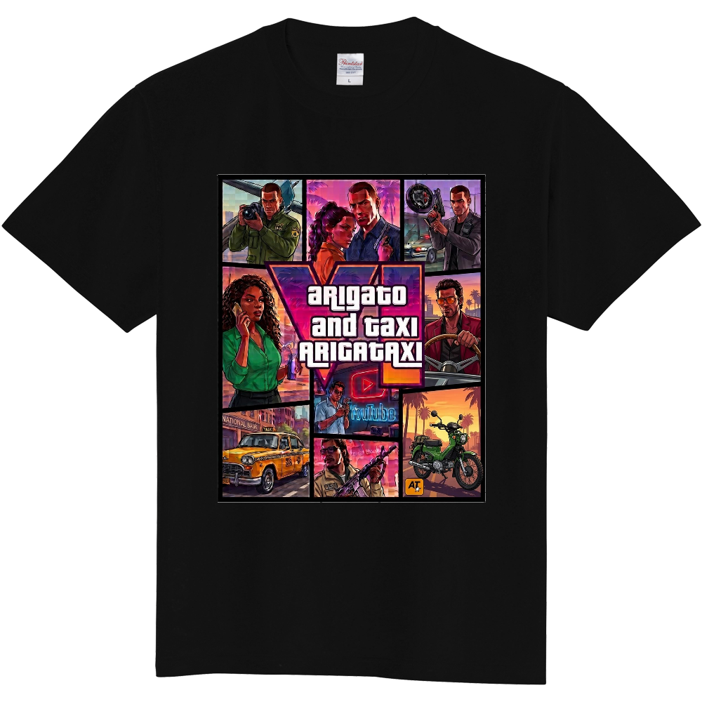 GTA風Tシャツ(arigato and taxi)